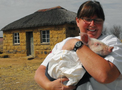 Piglets and seed potatoes were the gifts from nursing instructor Wendy MacKenzie and her students to the village of Teyateyaneng to assist with the community’s development projects.