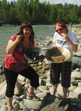 Anne Kokko and Rheannon Green pan for golden opportunities in Princeton, BC