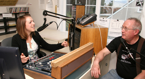 TRU Talk Radio hosts Krysta Russell and Doug Knowles during a broadcast in May 2010.