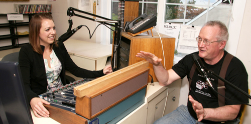 TRU Talk Radio hosts Krysta Russell (left) and Doug Knowles during a broadcast in May 2010.