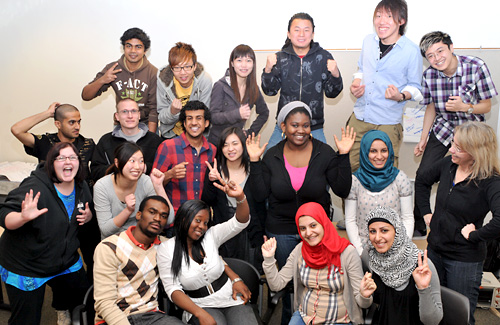 Students from the TRU Service-Learning 100 Winter 2010 class. Joining them is instructor Wendy Krauza (far right, wearning black sweater).