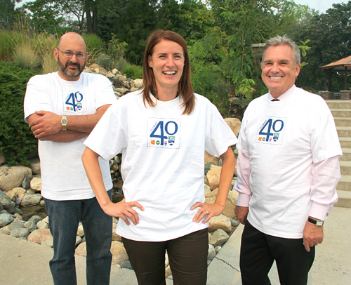 Too cool for school is Michael Mehta, Christine Adam and Chris Axworthy. This trio of new Deans to Kamloops sport TRU 40th anniversary t's outside the Horticulture Gardens entrance. Michael is the new Dean of Arts, Christine the Dean of Student Affairs, and Chris is the Founding Dean of Law. Shirts are available at the TRU Bookstore.