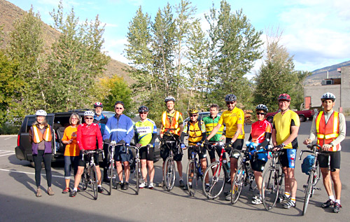 Riders moments before leaving Cache Creek for Kamloops. 