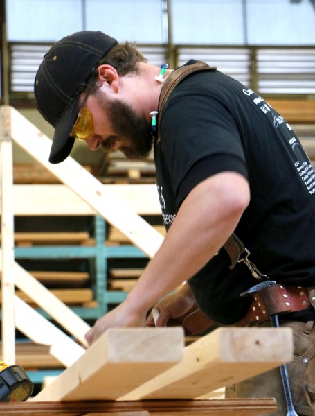 TRU construction student Mitch practices for the Skills Canada BC competition in April in Abbotsford.