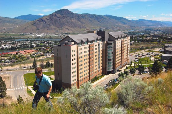 Hiking near the TRU Residence building.