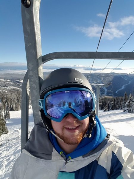 Jamie Shinkewski skiing at Sun Peaks.