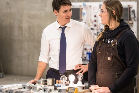 Prime Minister Justin Trudeau with TRU student
