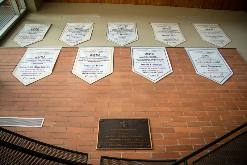 Banners in TRU trades building