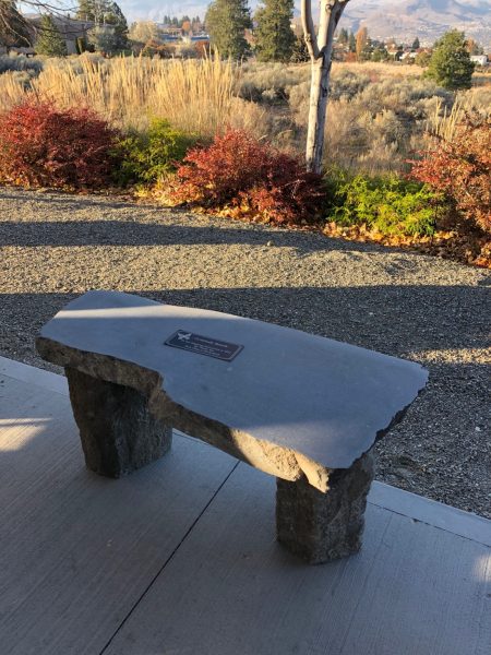 Gratitude bench at the Overlander Long Term Care facility.