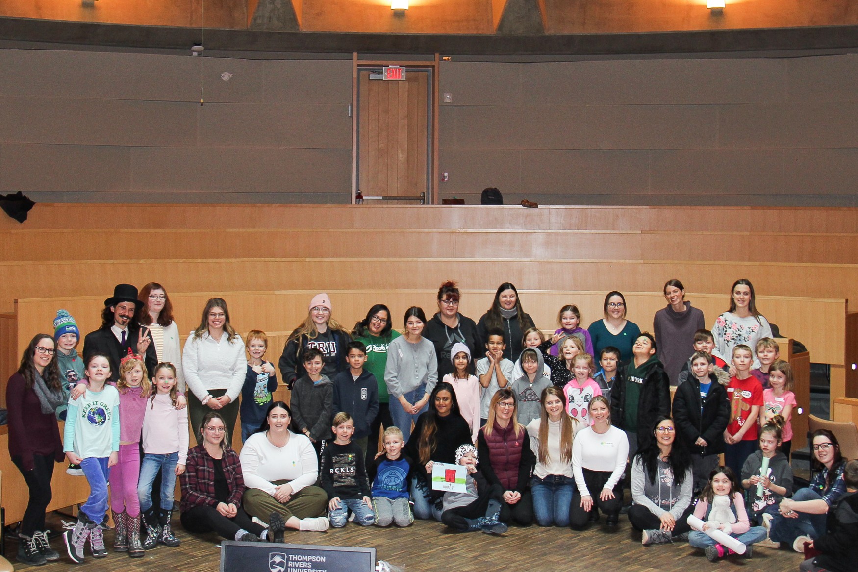 Group photo of TRU students and SD 73 students