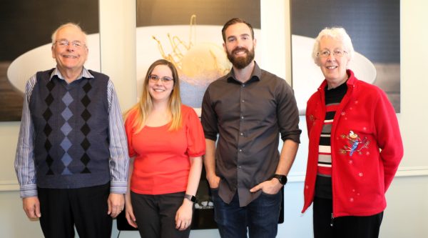 Roland and Anne Neave along with MN-NP students Shavonne Rock and Philip Teichroeb, who each received an award from the Drs. Anne and Roland Neave Nurse Practitioner Fund.