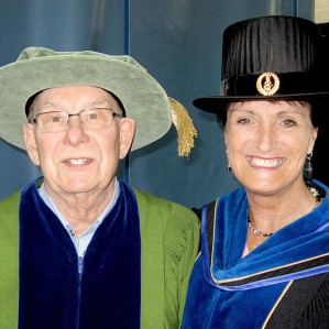 Donna Murnaghan, right, at Convocation with donor Ken Lepin.