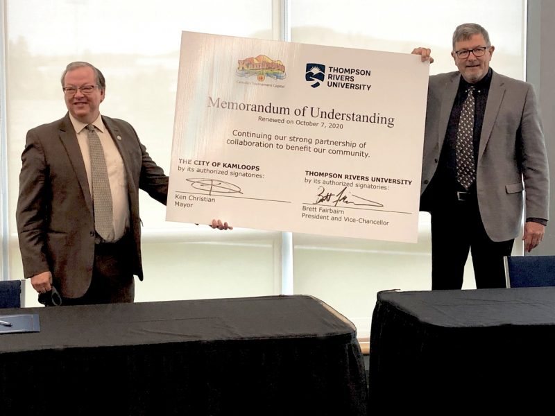 TRU President Brett Fairbairn and Kamloops Mayor Ken Christian