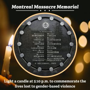 picture of memorial plaque with the names of the women that were murdered in the 1989 Montreal Massacre.
