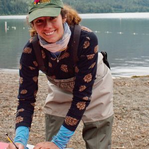 Wendy Margett, MScES, at studying the invasive smallmouth bass at BC's Cultus Lake.