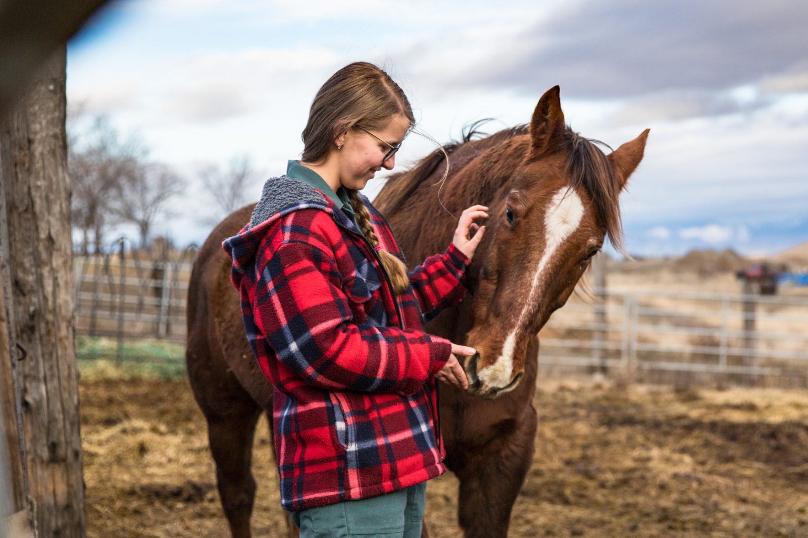 TRU veterinary technology student with horse