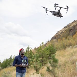 Student flying a drone in Kamloops