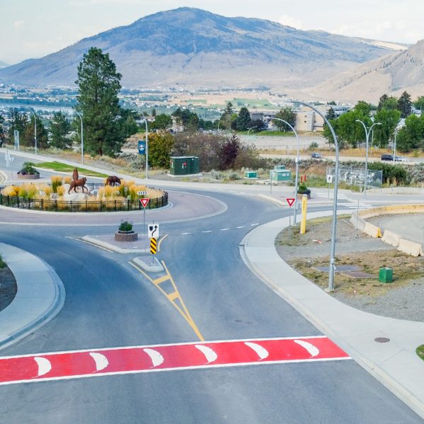 A new feather crosswalk at TRU's Kamloops campus.
