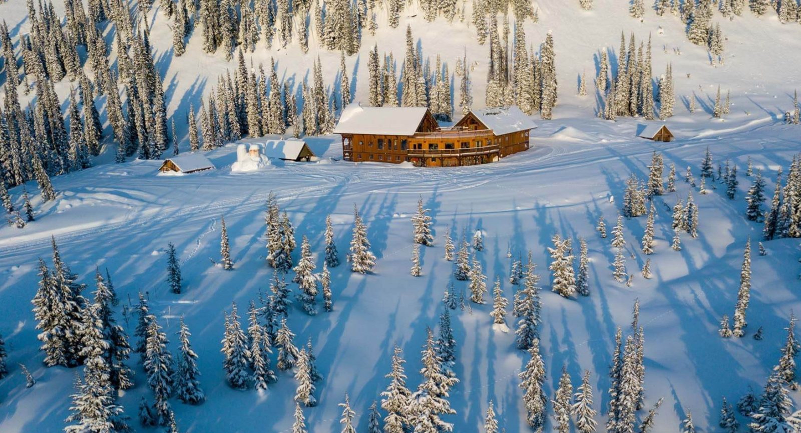 Drone image of Mustang Powder Lodge