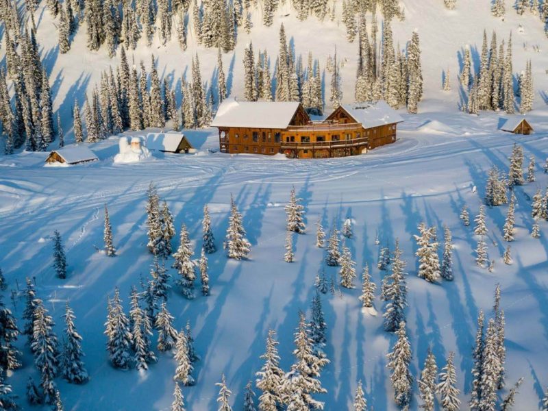 Drone image of Mustang Powder Lodge