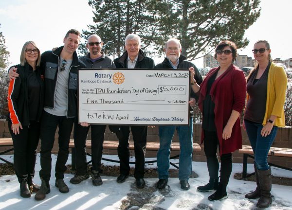 Kamloops Rotary Daybreak presents cheque for Day of Giving.
