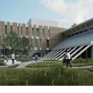 Architectural rendering of Indigenous Education Centre building at TRU, designed by Patrick Stewart.