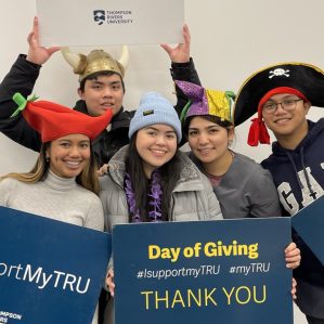 TRU students celebrating the support they receive through Day of Giving.
