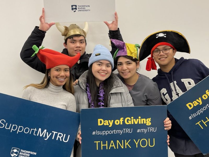 TRU students celebrating the support they receive through Day of Giving.