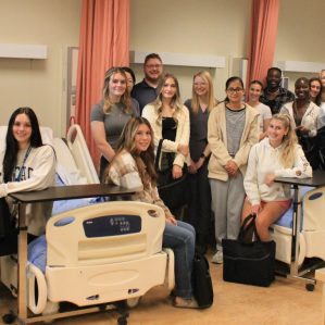 Nursing students in Williams Lake receiving lab kits on their first day.