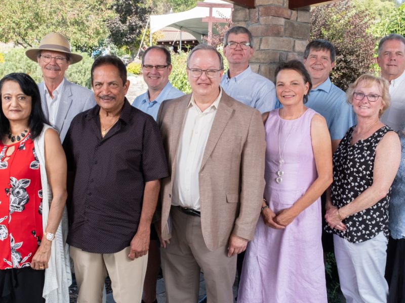 President and Vice-Chancellor Brett Fairbairn with newly inducted members of the TRU President’s Circle at an event held in their honour on Sept. 7 at Tod Mountain Thoroughbreds.