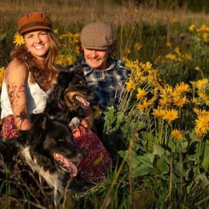 Alexis Stowards and her husband Jeremy with their two dogs.